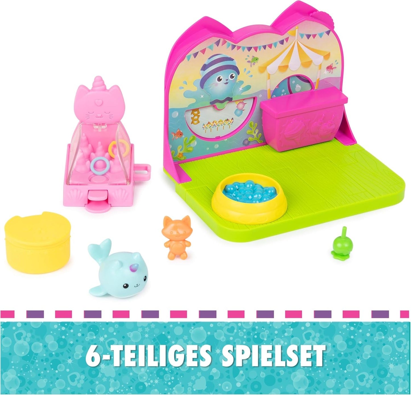 DREAMWORKS GABBY'S DOLLS HOUSE - Deluxe værelseslegesæt, Kitty Narwhale-festlokale, temamøbler og tilbehør, 3+