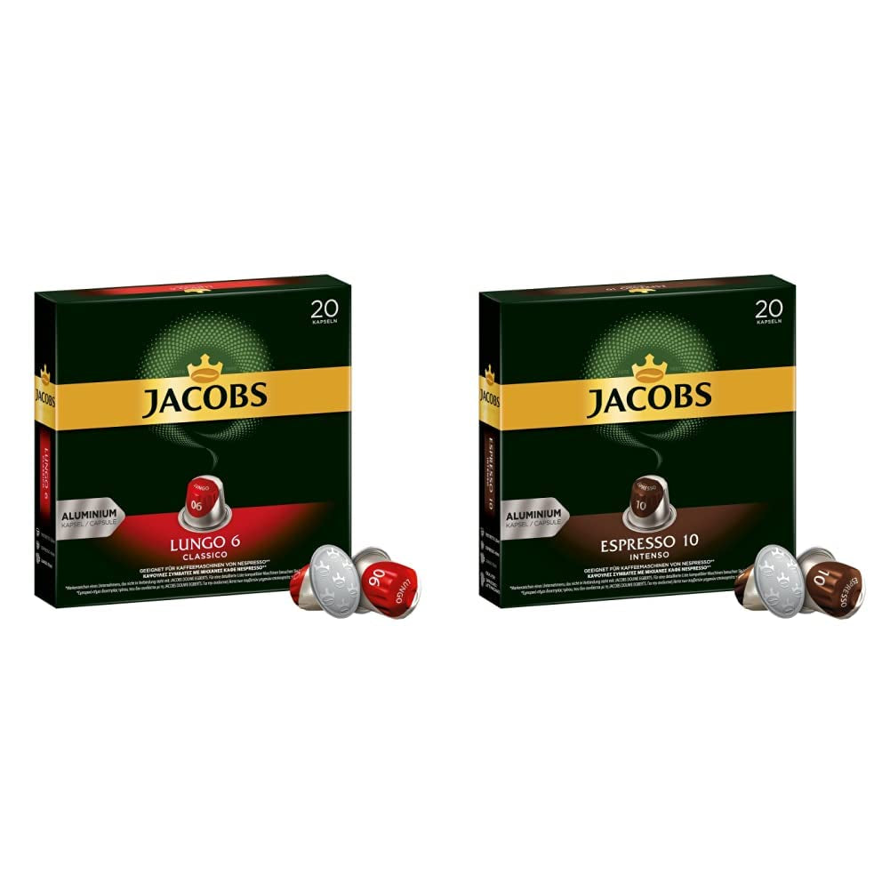 Kaffeekapsel Lungo Classico, Intensitet 6 af 12, 10 x 20 Getränke & Kaffeekapseln Espresso Intenso, Intensität 10 af 12, 200 Nespresso®*-kompatibel Kapsel, 10 x 20 Getränke