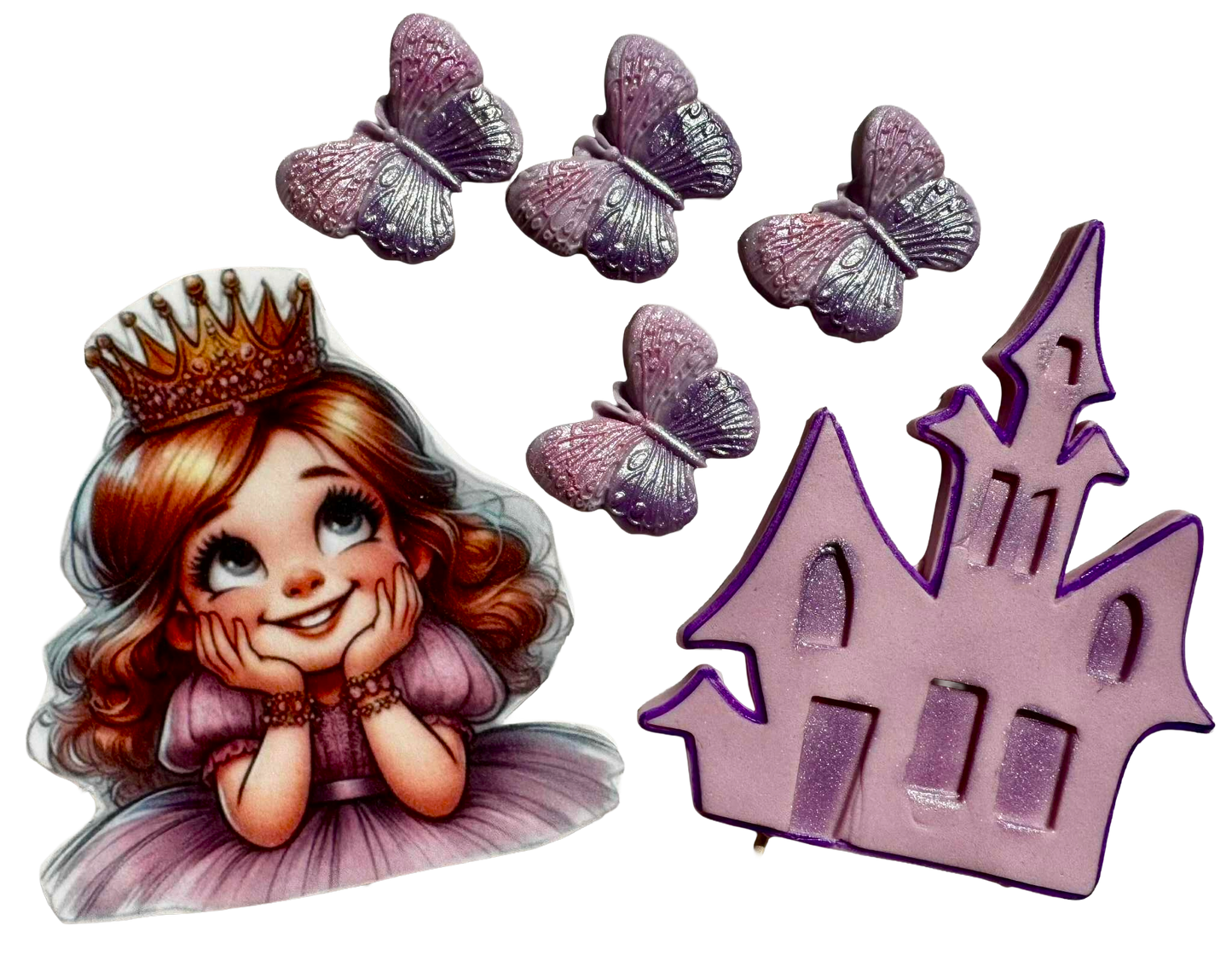 Sæt med 6 spiselige dekorationer, Little Princess Sugar Paste Decorations Nati Shop