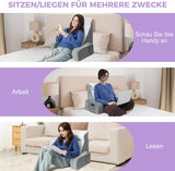 Stor læsepude med håndtag, skum med høj densitet, ergonomisk rygpude, armlæn, nakkestøtte og nakkestøtte, tilbagelænet sædepude til at sove, lege, se tv, til seng og sofa
