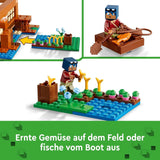 LEGO Minecraft Frøhuset, legetøjshus med figurer inklusive zombie, slim og druknende mand, plus tilbehør som legetøjsbåd og arbejdsbord, gave til drenge og piger fra 8 år 21256 Byggesæt Besuche den LEGO-Store