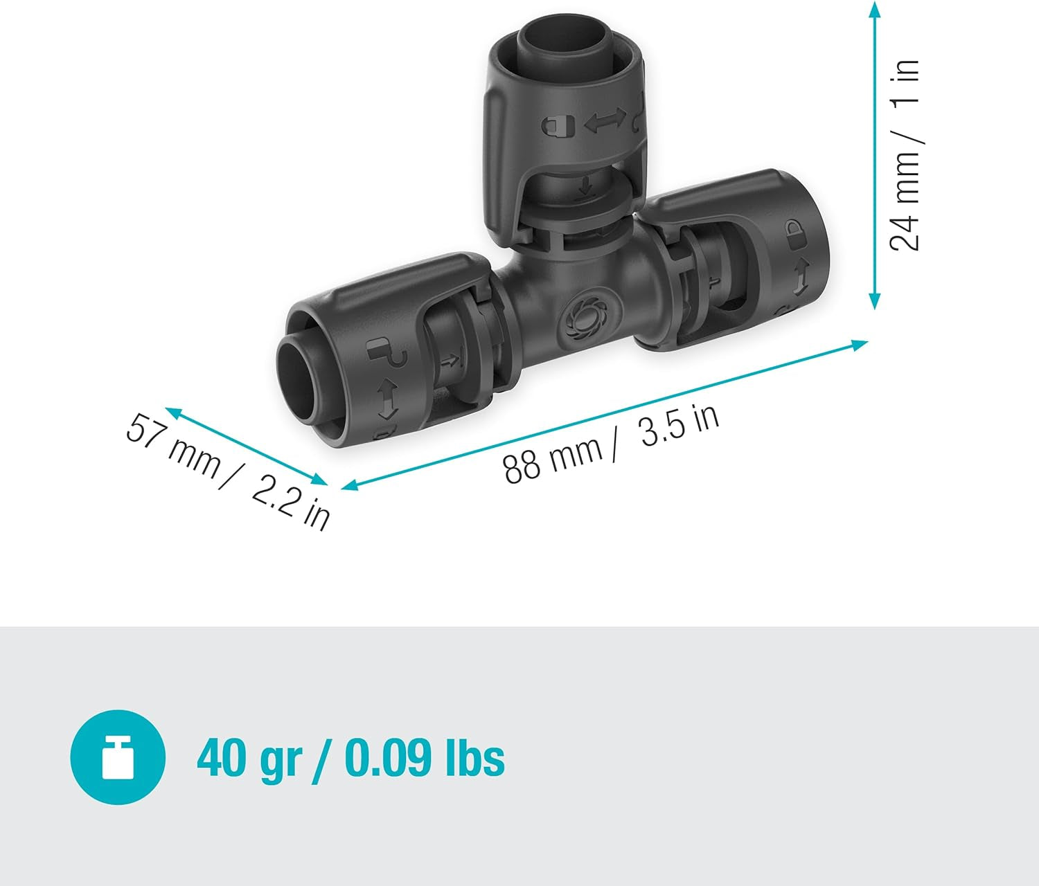 Gardena mikro-drypvandingssystem T-stykke 13 mm (1/2"): Konnektor til 13 mm foderrør, T-gren, automatisk kunstvanding, genanvendelig (13201-20)