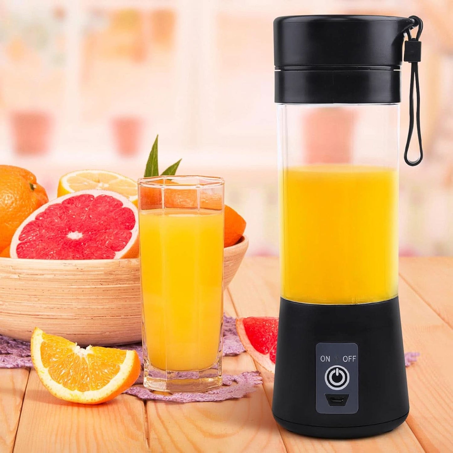 Mixer Smoothie Maker Tragbarer Entefter: 380Ml Standmixer Persönlicher Shaker Proteinshake Mit 6 Edelstahlmesser Tragbar-Bpa-Freie Mit Usb-Mixbecher Für Shakes,Saftoutdoor,Schwarz Bucatarie Naty Shop
