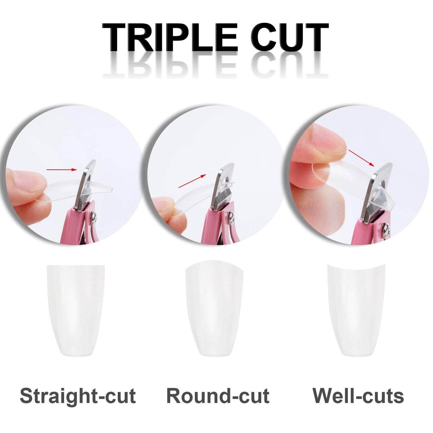 MWOOT 3 stykker falske negletang Akryl negletang, rustfrit stål neglespidser Cutter Trimmer Manicure Tool til akryl kunstige gel negle