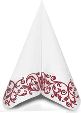 Shoptoria Rob Bordo mørkerøde servietter med ornamentalt mønster - bordpynt / bryllup - 50 X foldeservietter, 40 X 40 cm