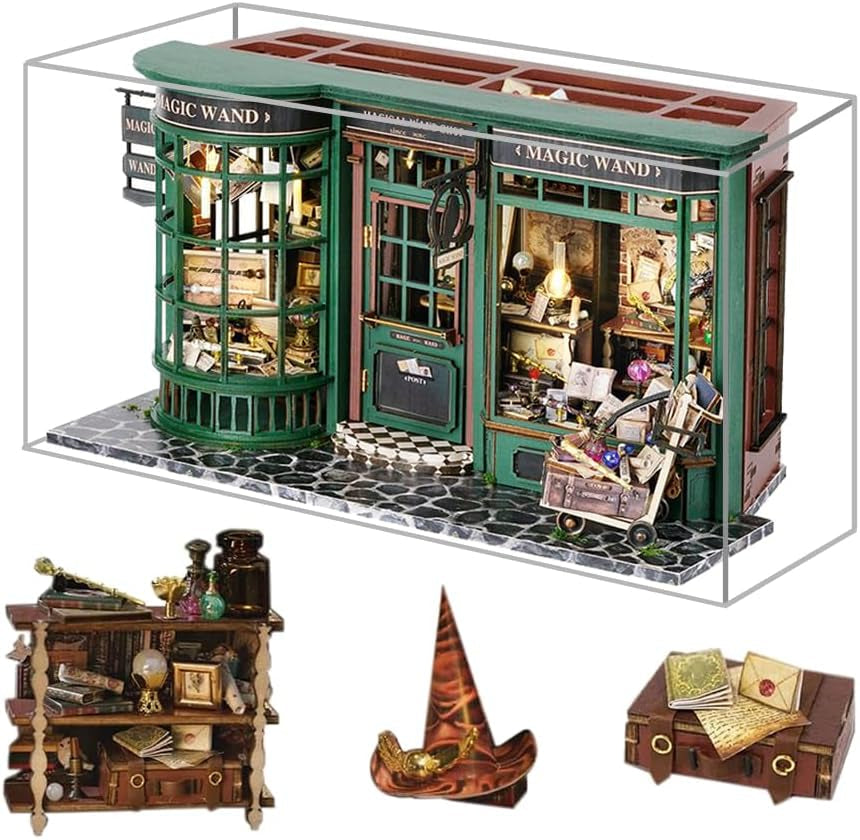 Magic Shop dukkehus med støvdæksel DIY Miniature dukkehus møbelsæt 1:24 Kreativ gave til børn Teenagere Fødselsdagsgave