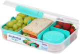 Bento Box TO GO madkassesystem med rum | 1,25 L madpakke med yoghurt/frugtbeholder | for børn og voksne l | BPA-fri Minty Teal [21685-8T], mintgrønne madopbevaringskasser Naty Shop Minty Teal 1,48 L (inkluderer 150 ml gryde)