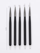 Nagelkunst-Pinsel, 5 Stück, Nailart-Pinsel, Punktierstift-Werkzeuge, Malkunst-Design-Pinsel-Set Für Lange Linien, Dünne Details, Feine Zeichnungsgrößen 7/9/11/15/22 Mm, Black