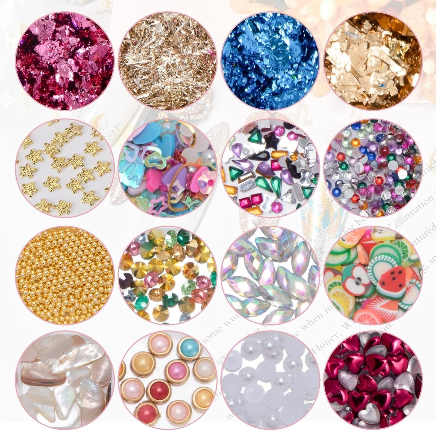 7 Boxen Strasssteine ​​​​Nägel, Nail Art Kit Strass Nagelglitzer Pailletter Nagel-Edelsteinen Kristalle Perlen Diamanten Metall Nieten Für DIY Dekoration Nageldesign (Multicolor)