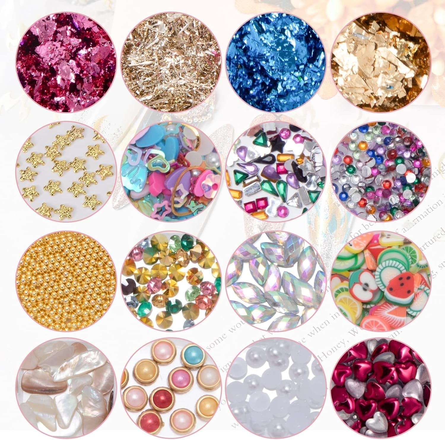 7 Boxen Strasssteine ​​​​Nägel, Nail Art Kit Strass Nagelglitzer Pailletter Nagel-Edelsteinen Kristalle Perlen Diamanten Metall Nieten Für DIY Dekoration Nageldesign (Multicolor)