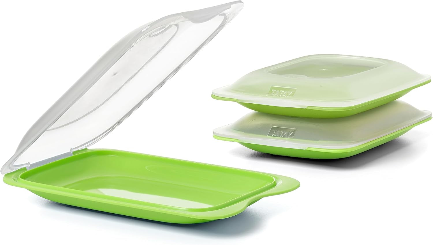 TATAY Fresh Slicer Box Sæt med 4, BPA fri, genanvendelig, stabelbar, opvaskemaskine & MWO, tilfældige farver. Måler 17 cm x 3,2 cm x 25,2 cm Naty Shop Mad Opbevaringsbokse Pølsebeholder - Sæt med 3 - Mini