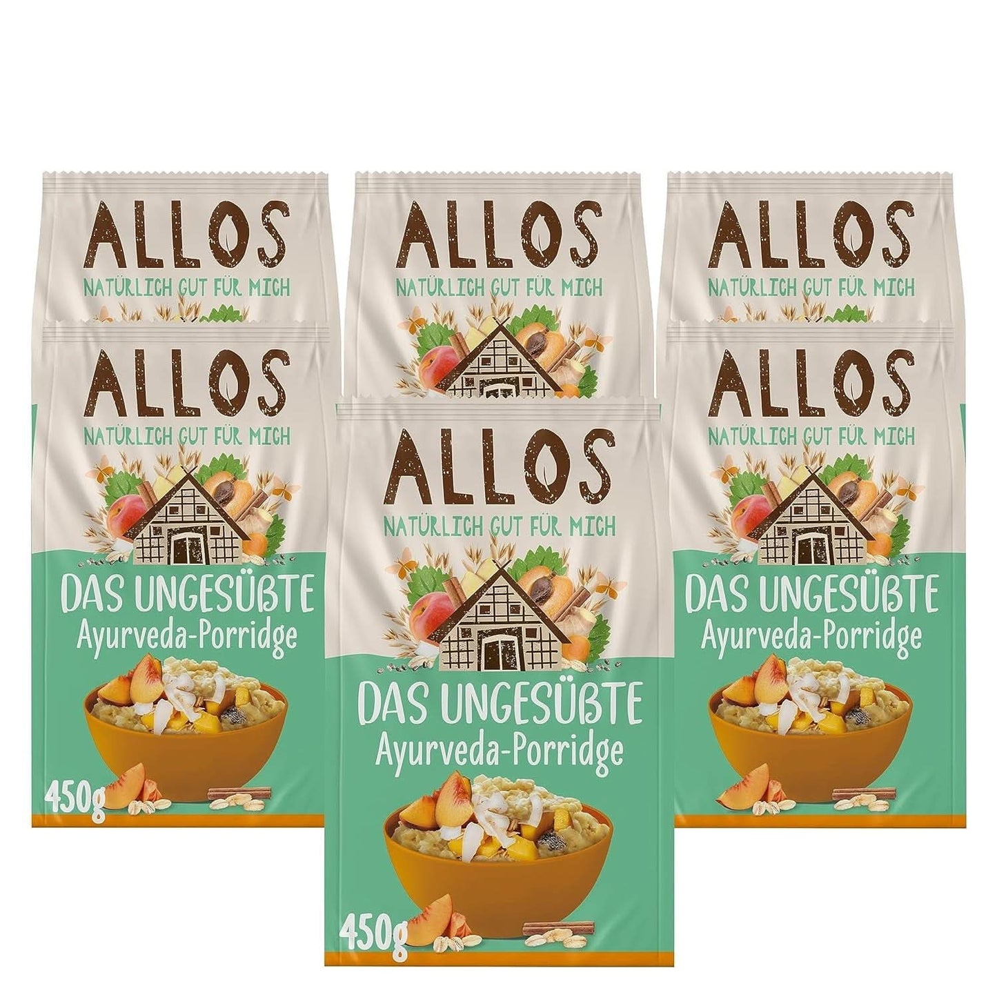 Allos Usødet figen- og hindbærgrød, Sæt 6 x 500 gram Korn Naty Shop Grød Ayurveda