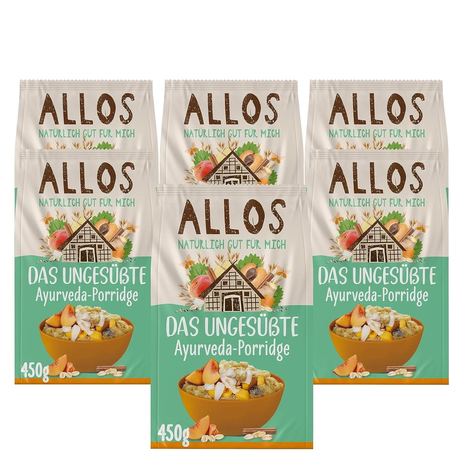 Allos Usødet figen- og hindbærgrød, Sæt 6 x 500 gram Korn Naty Shop Grød Ayurveda