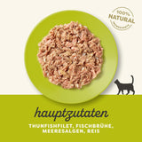 Applaws 100% naturlig Premium-Nassfutter for Katzen, Thunfischfilet med Algen i Brühe - Pakning med 24 x 156g Dosen