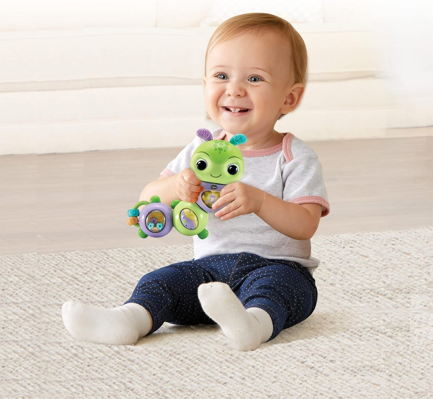 VTech Baby Spinning Fun Caterpillar - Taler og synger Interaktivt klokke- og motorisk legetøj - I 6-24 måneder Babylegetøj Naty Shop