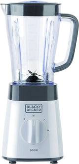 BLACK+DECKER Stand mixer | 500W | 2 hastigheder | Pulsfunktion | Glaskrug | 1,5L | Edelstahlmesser Mit 4 Klingen | Herausnehmbar Und Leicht Zu Reinigen | Weiß Und Grau Kitchen Naty Shop 500W Kunststoff