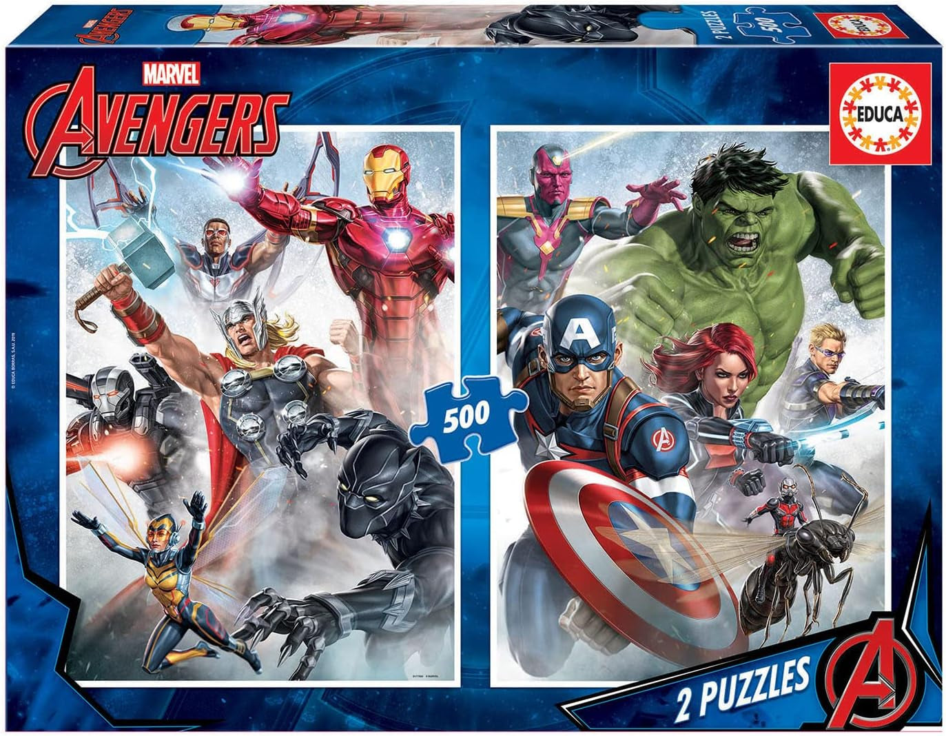 Educa - Puslespil 500 brikker til voksne | Marvel Avengers 2 X 500 puslespilsbrikker til voksne og børn fra 11 år, superhelte, puslespilssæt (17994) Puslespil Naty Shop 2 X 500 brikker