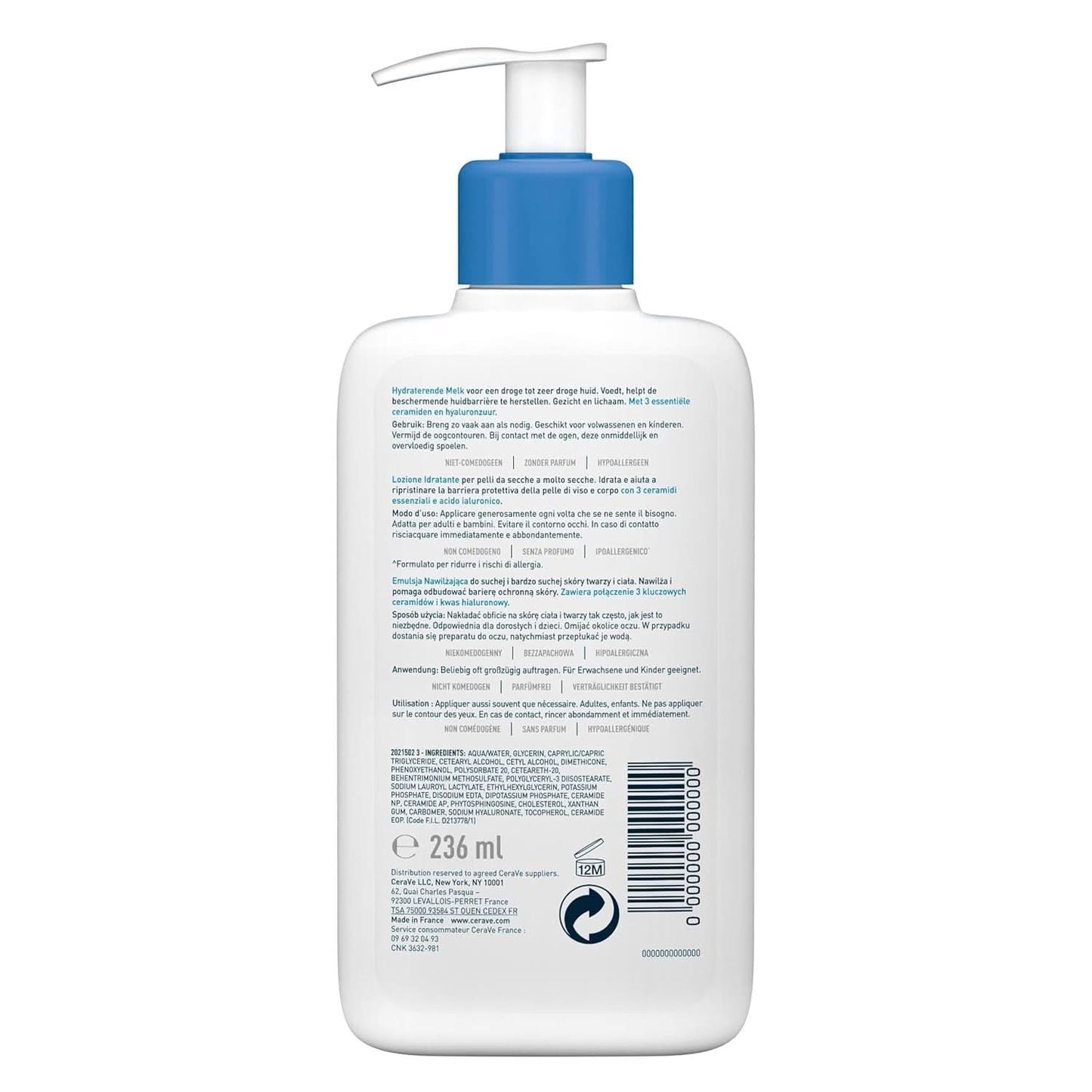 Cerave bodylotion med doseringspumpe, velegnet til atopisk dermatitis og tør eller meget tør hud, 236 ml Kosmetik og skønhed Naty Shop