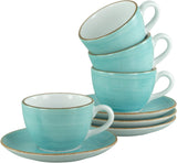 Creatable 34042 Vintage Nature Aqua Series 8-delt servisesæt til 4 porcelæn kaffekopsæt Tåler opvaskemaskine og mikroovn fremstillet i Europa