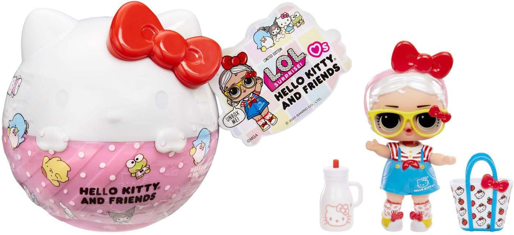 LOL overraskelse! Love Hello Kitty and Friends - 1 dukke med 7 overraskelser, tilfældigt udvalg, 8 samleobjekter, til børn fra 4 år og opefter, Pink
