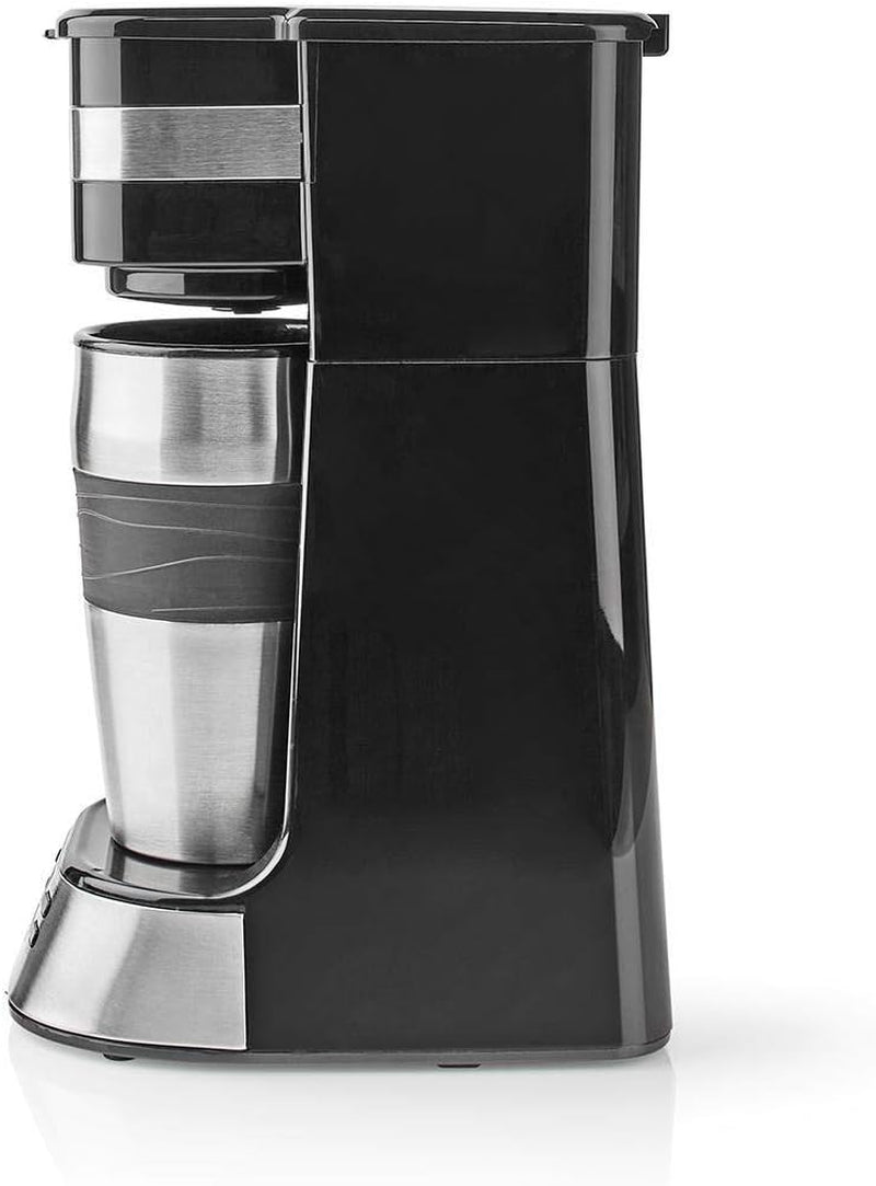 NEDIS Espressor - Filtreret kaffe - 0,4 l - 1 kop - Timer - Sort / Sølv