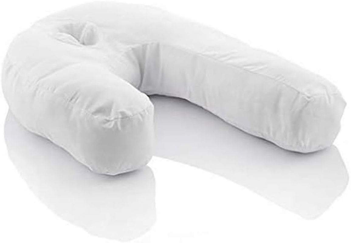 Innovagoods ergonomisk U-formet pude til sidesovende, ideel til graviditet, fremmer rolig vejrtrækning, reducerer snorken, bomuld og polyester, hvid, 39 X 57 X 14 cm Cervikal ortopædiske puder Naty Shop Standardtitel