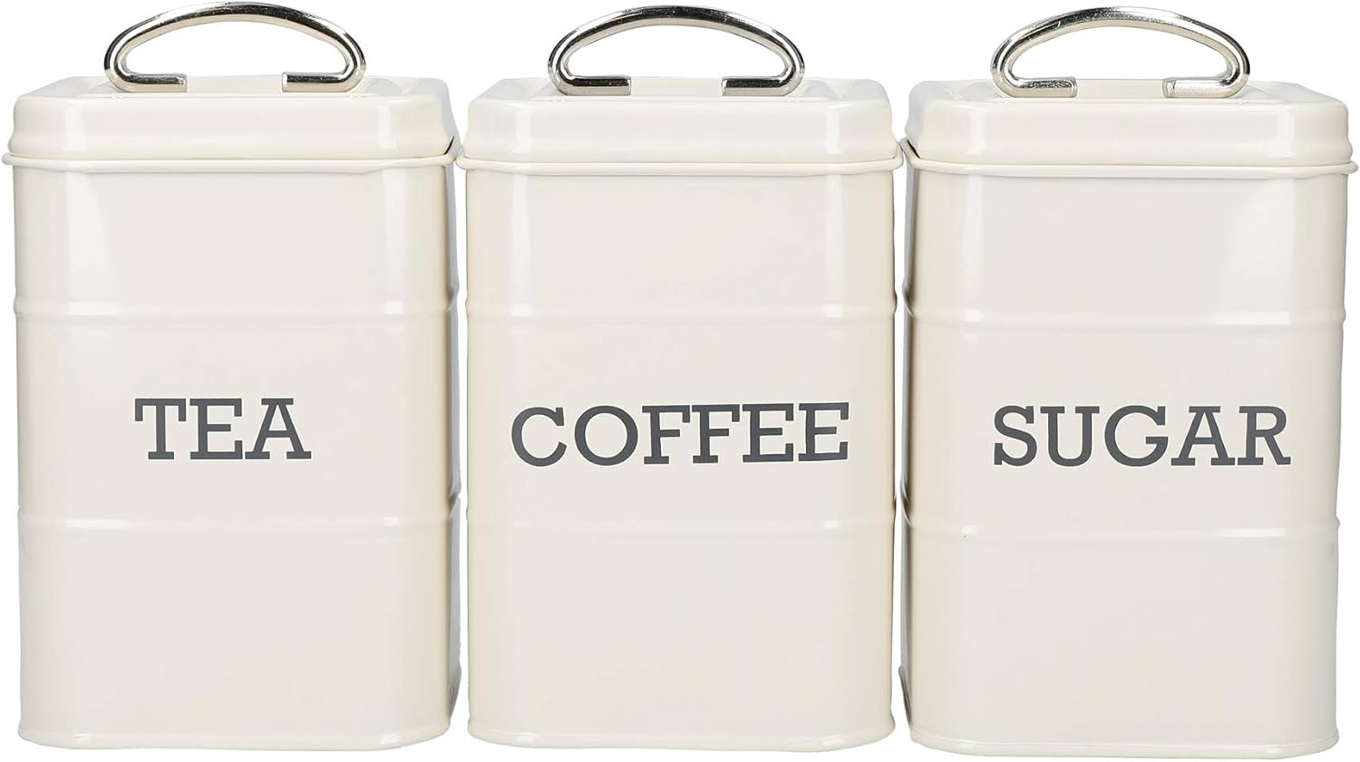 KitchenCraft Living Nostalgi Sæt med 3 Te Sukker Kaffe Opbevaringskrukker Gaveæske Stål Antik Creme 11cm x 11cm x 17cm Vintage Blå Mad Opbevaringsbokse Naty Shop Vintage Blue