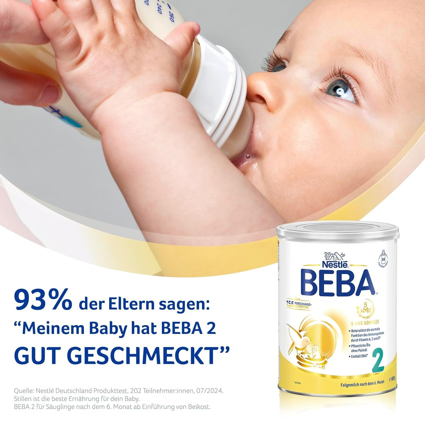 BEBA 2 - Tilskudsmælk efter 6 måneder, med 5 HMO-komplekser, alderssvarende proteinindhold, laktosefri, palmeoliefri, fiskeoliefri, babymad, babymælkpulver, 3 stk. (3 x 800 g)