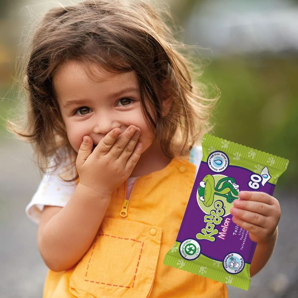 Melon Feuchttücher - Spülbar - Aus 95% Wasser - Parfümfrei - Plastikfrei - Dermatologisch Getestet - Feuchtes Toilettenpapier Aus 100% Pflanzlichem Cellulosemateriale - 60 Tücher Naty Shop