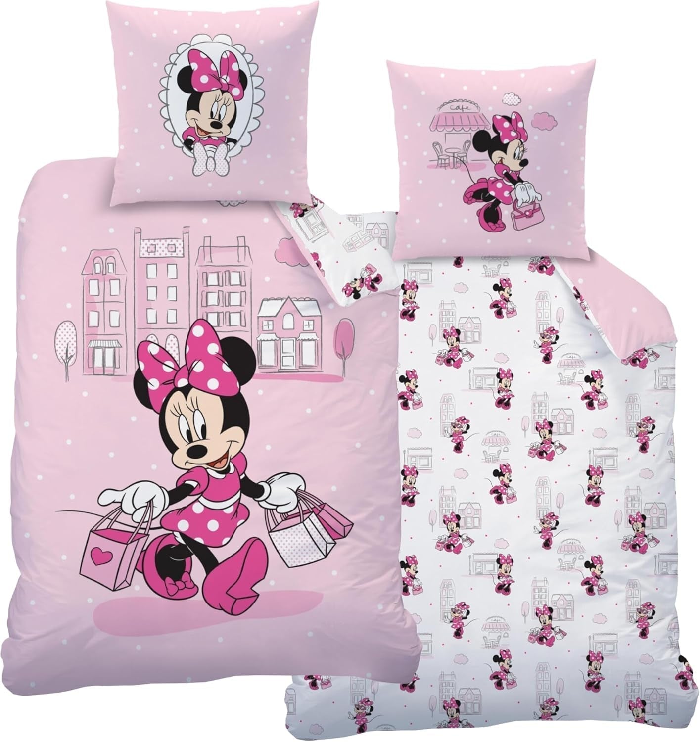 Børnesengetøj, forskellige tegneseriefigurer, 100% bomuld Sengetøj - børn Naty Shop Minnie Mouse