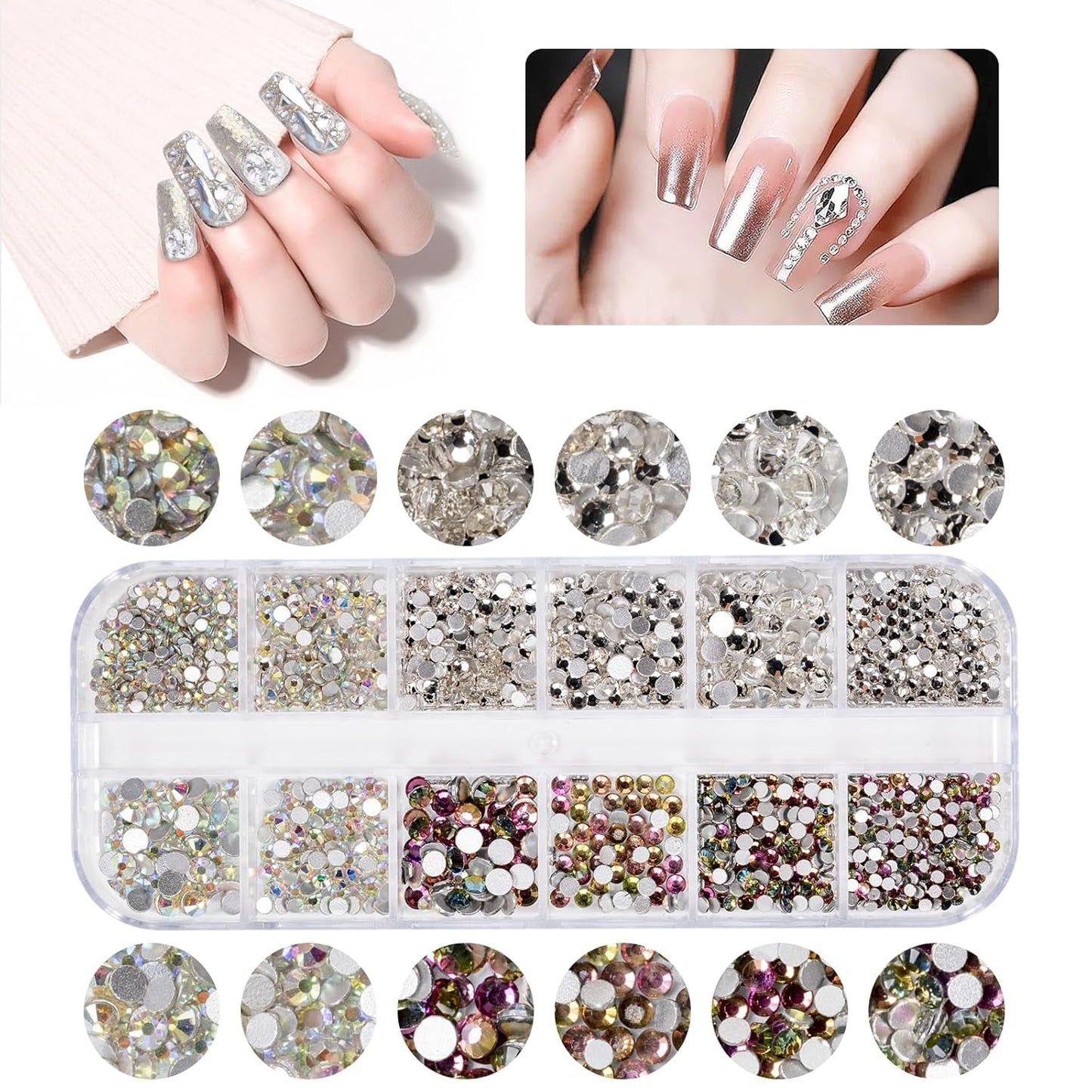 5600 Stück Strasssteine ​​​​Nägel Nail Art, 36 Farben Glitzersteine, Dekorationen Nagelsteine ​​​​Für Nagelkunst, Einschließlich Wachsstift Für Strasssteine ​​​​Und Strass-Picker