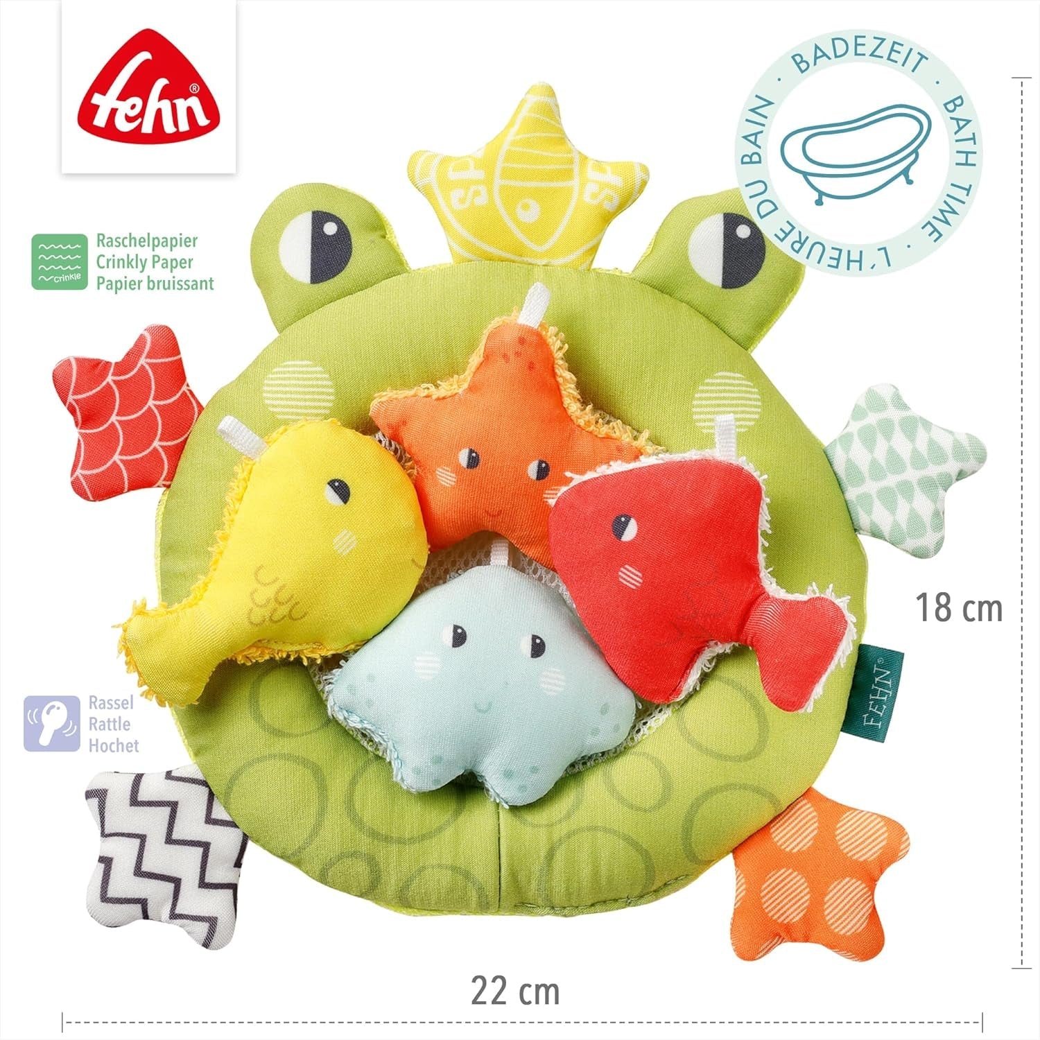 Fehn frø-badenet - Babybadelegetøj til badekar - Flydende vandlegetøj til glædelig badesjov - Badelegetøj til babyer og småbørn fra 0+ måneder Babylegetøj Naty Shop