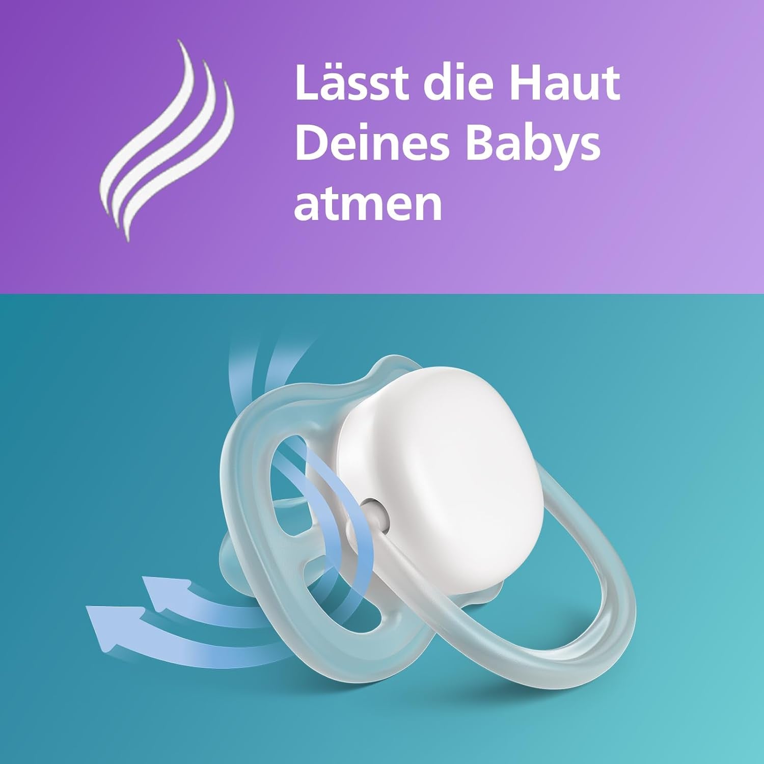 Philips Avent Ultra Air sut - sæt med 2 BPA-fri, åndbare sutter til babyer fra 18 måneder, inklusive bæretaske og sterilisering, Whale/Whale (model SCF349/24)