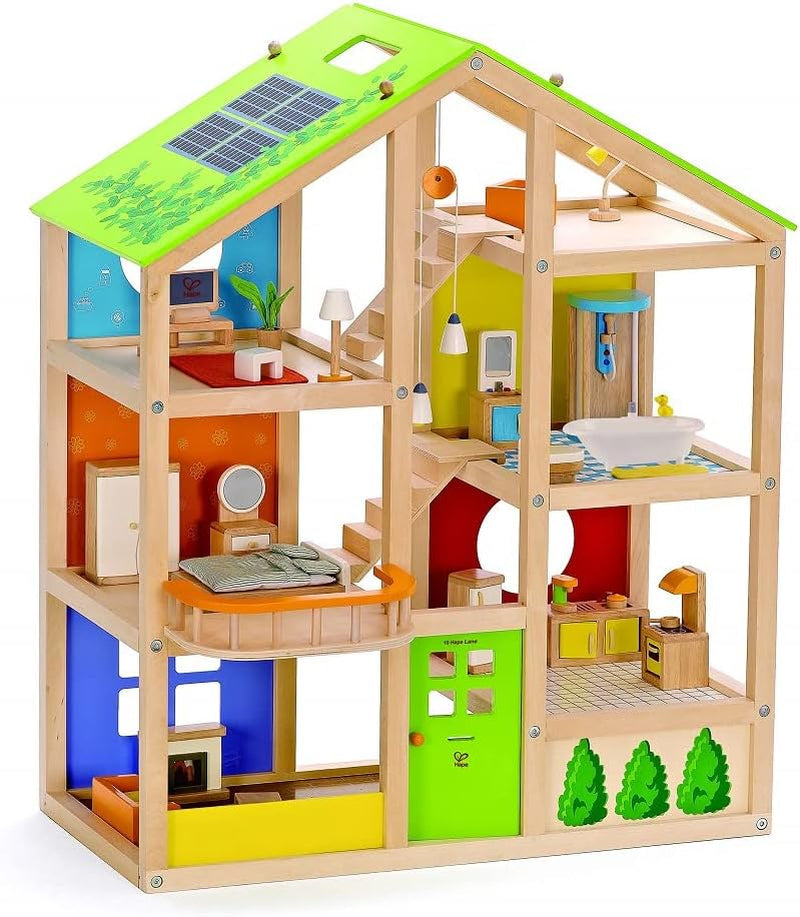 Hape E3401 Four Seasons House, møbleret og E3500 - Dukkefamilie, lys hud
