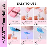 Makartt Akryl negleholder, magnetisk negleholder, negleholder, transparent pink negleholder med 48 klæbende kit