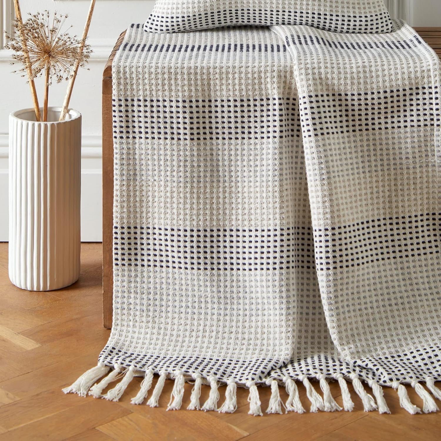 Loft Reva sengetæppe, 100% genbrugsbomuld, 130 X 180 cm, Paprika Senge og tæpper Appletree Navy 130 cm X 180 cm