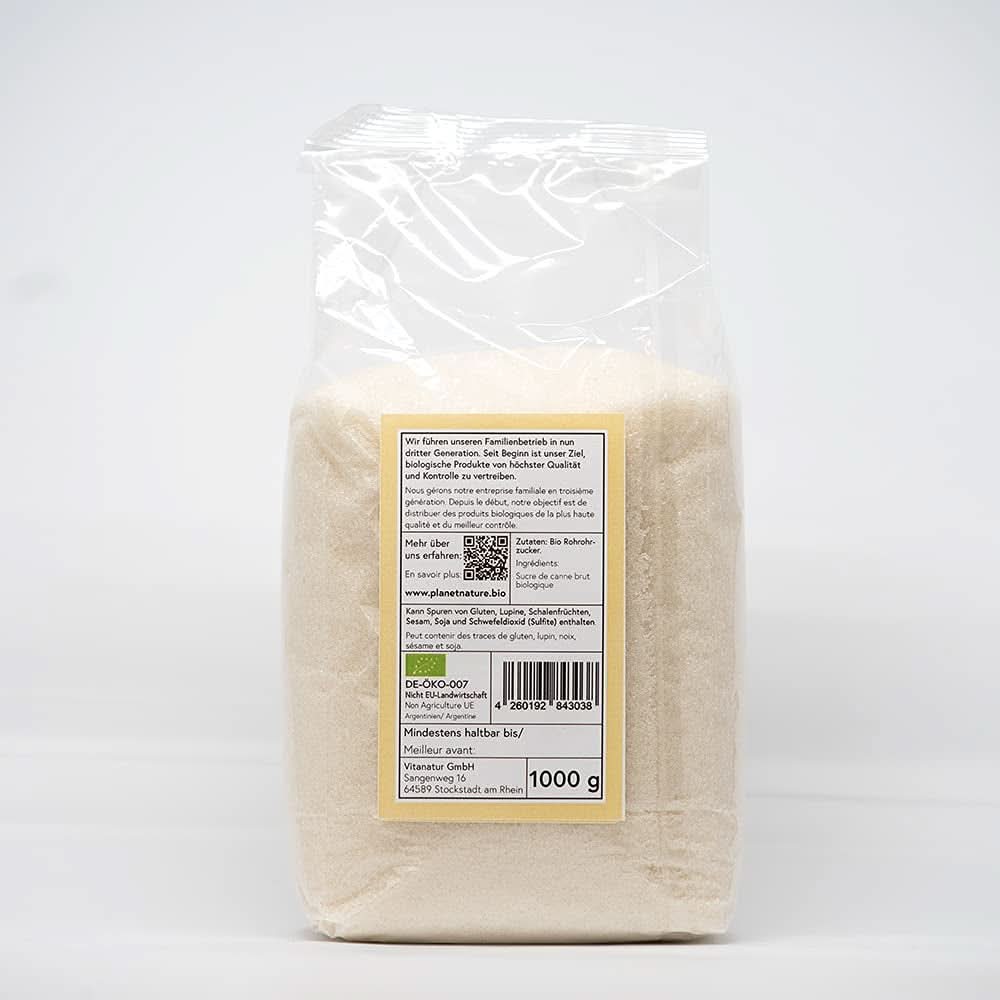 Rå økologisk rørsukker, 1 kg sødemidler Naty Shop