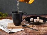 CreaTable, 22699, Industrial Gold BLACK Series, 16-delt porcelænssæt til 4, Porcelæn Combo Service, Tåler opvaskemaskine og mikroovn, Kvalitetsfremstilling