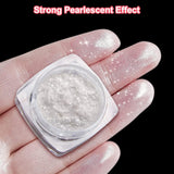 2 Schachteln Weiße Perle Chrom Nagelpuder - Transparent Aurora Ice Shimmer Chrome Pigment Pulver Für Nägel, Glaseret Donut Glitzerpuder Negle Spiegeleffekt-Glitter Nagelkunst-Pulver Für Diy-Salon