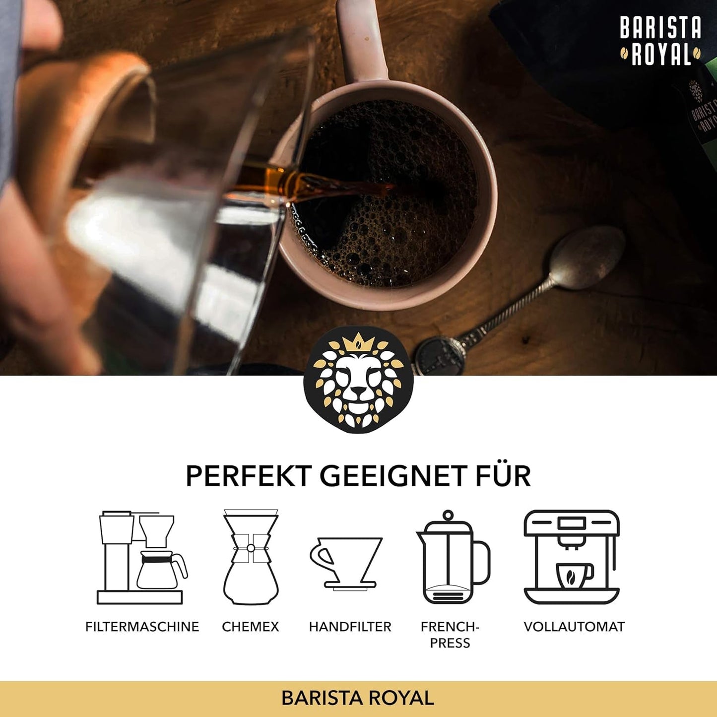 BARISTA ROYAL Bio Kaffeebohnen 1kg "Special Selection" | Frische Kaffeebohnen direkte handel | 70% Arabica, 30% Robusta Kaffee ganze Bohnen | Ideel til fuldautomatiske og filtermaskiner