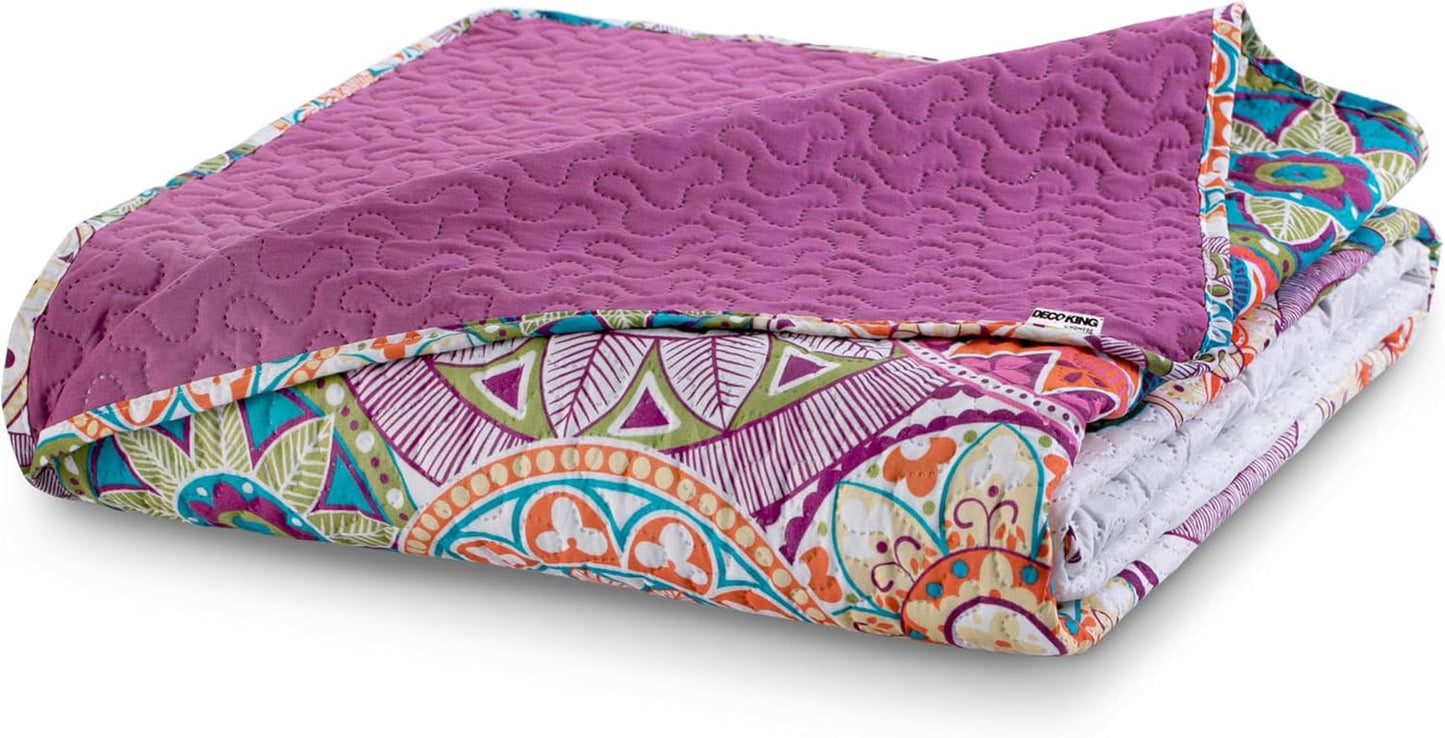 Decoking 12222 Sengetæppe 200X220 Cm Pink Violet Hvid Farvet Antracit Sengetæppe To Sider Farvet Pink Hvid Violet Quilting Bibi Senge og tæpper Besuche den DecoKing-Store