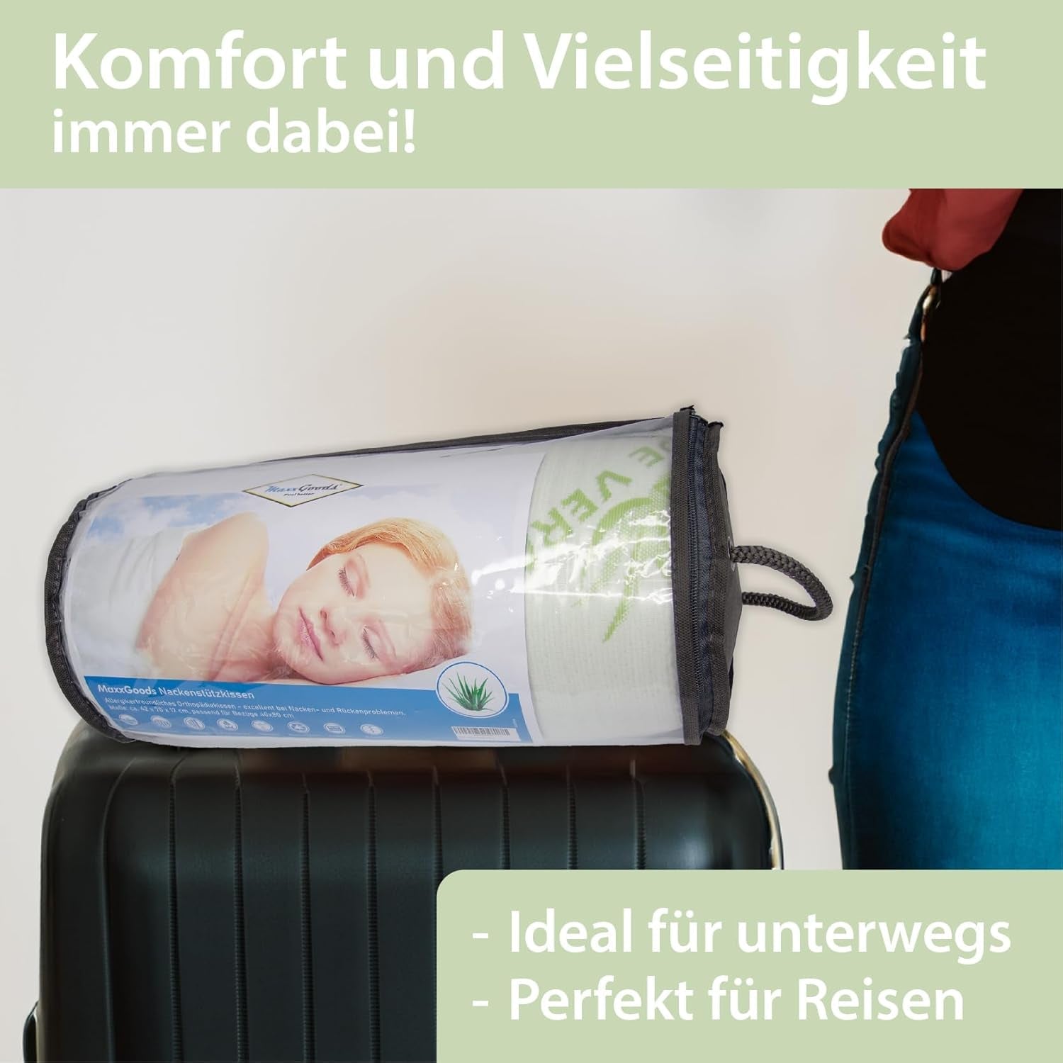 Maxxgoods ortopædisk pude Visco Gel Foam Nakkestøttepude med Aloe Vera beskyttelsesbetræk og 100 % bomuld indvendigt betræk - pude til mave, ryg og sidesove (42 cm x 70 cm x 12 cm) Cervikal ortopædiske puder Naty Shop