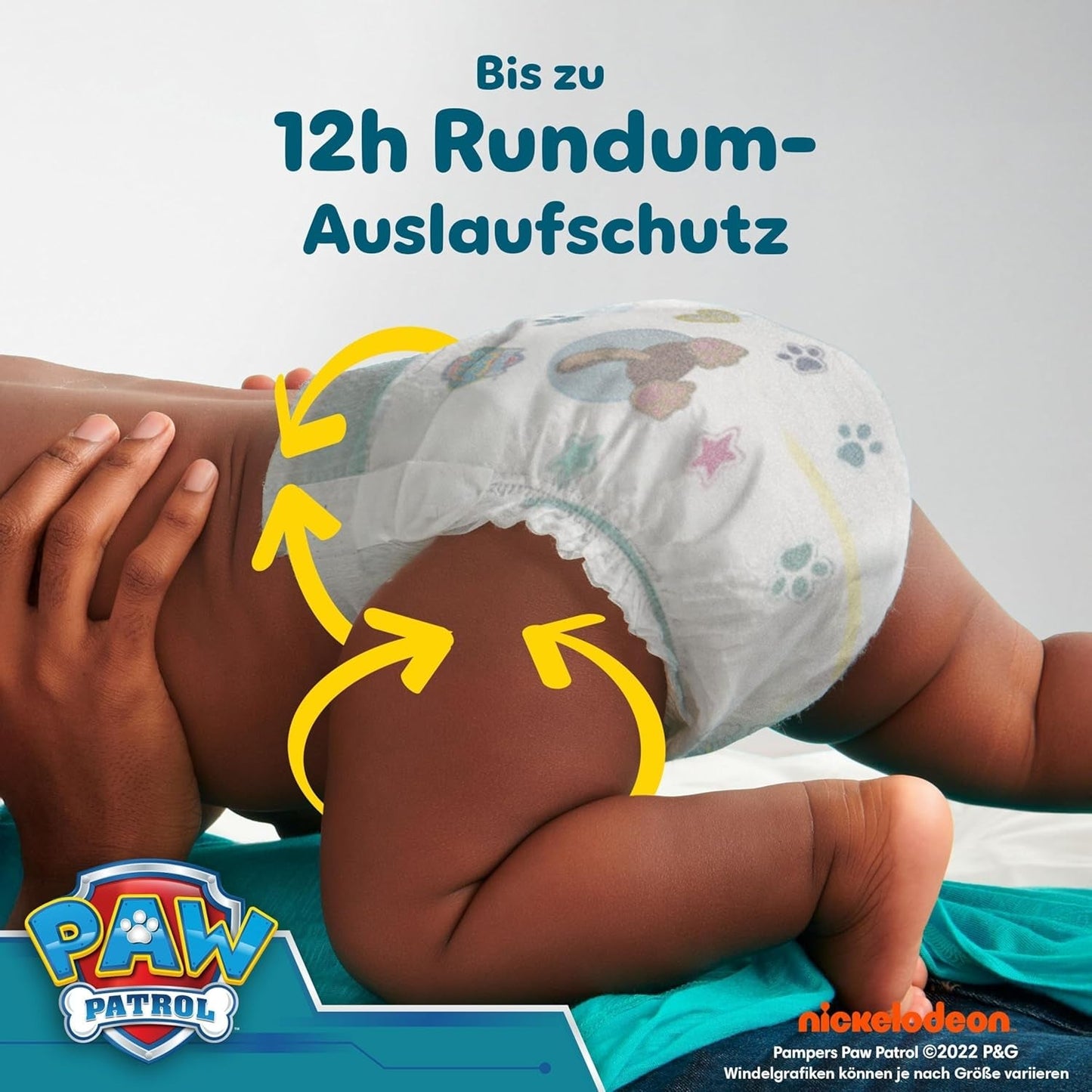 Pampers Baby-Dry Puppy Patrol Edition bleer, størrelse 4, 222 bleer, 9 kg - 14 kg, op til 100 % lækagebeskyttelse og komfort hele natten
