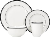 Amazon Basics Coffee Black Rim 16-delt porcelænssæt til 4
