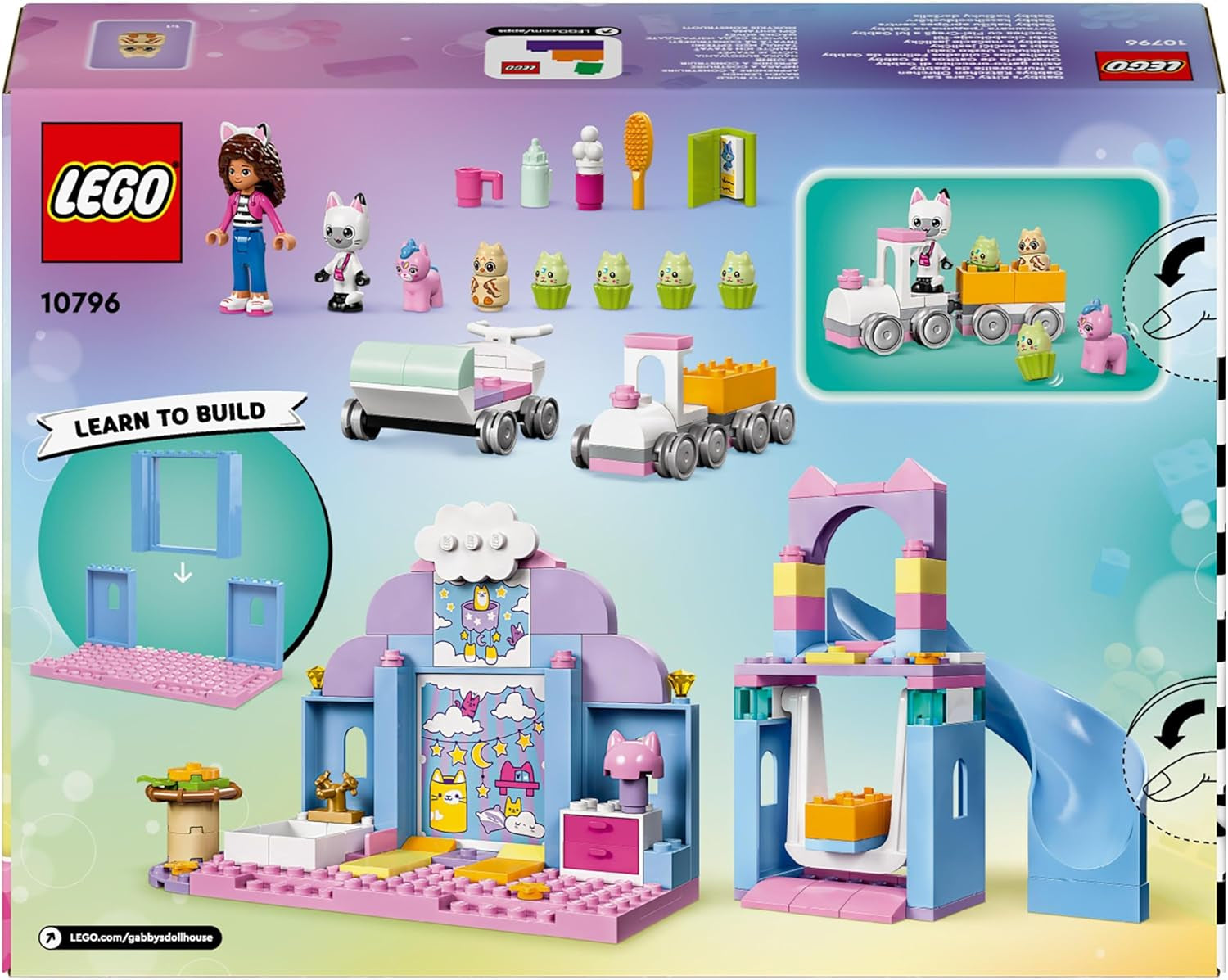 LEGO 4+ Gabby's Dukkehus Gabby's Little Kitty-ører Lad som om Leg Dyresæt Børnelegetøj med rutsjebane og figurer Gave til piger og drenge Kreativt legetøj 10796 Byggesæt Beuche den LEGO-Store