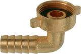 Albue 90° Horn, indvendigt gevind 3/4", til vandhaner med hangevind 3/4" plus vandslanger 1/2", messing / havevanding / FLOR92400, flerfarvet