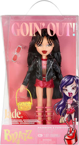 Bratz går ud! - Jade - 1 samlerdukke med tilbehør, outfit, taske, solbriller og børste - Legetøj til børn - 6+, rød