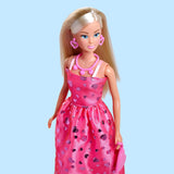 Simba Steffi Love Pink Love – Ankleidepuppe im pinken Glitzerkleid, inkl. Tilbehør i Herzform, 29 cm groß, Modepuppe for kreative Rollenspiel, für Kinder ab 3 Jahren