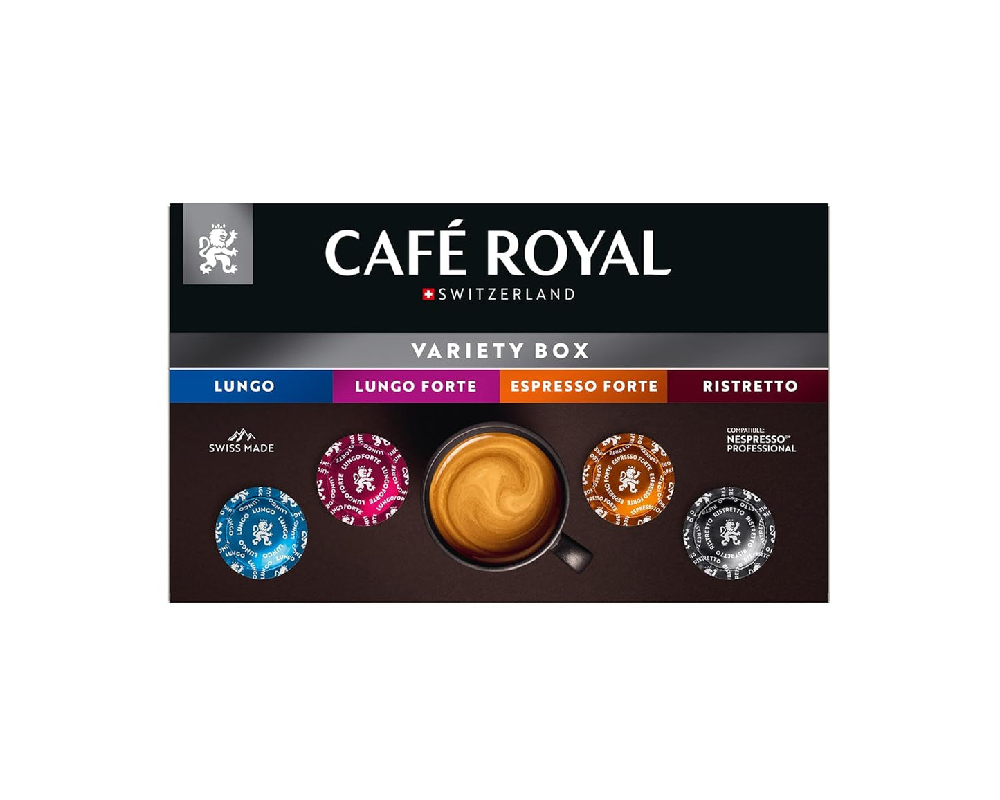 Café Royal Professional Pads, Variety Box, 40 Nespresso (R) Professional-kompatible Pads til kontor og gastronomi, Rainforest Alliance zertifiziert, 100 Prozent Arabica Kaffee