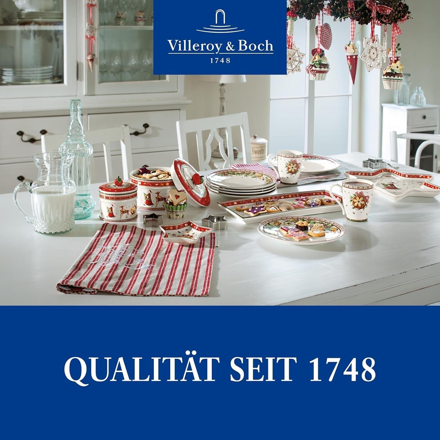 Villeroy & Boch - Winter Bakery Delight Lille opbevaringsboks, keramisk julekageæske, juleæske, småkagedåse, småkagedåse, keramisk æske med låg, slikopbevaring, premium porcelæns madopbevaringsbokse Naty Shop